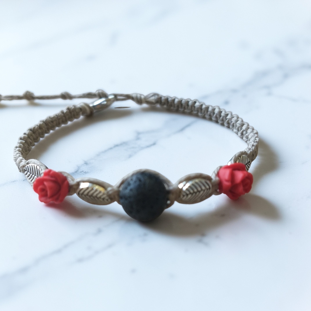 Roses Lava Stone Anklet